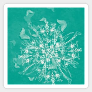 ghost bouquet and butterflies  on teal Sticker